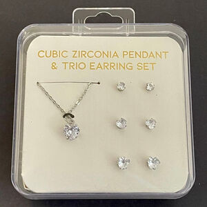 Cubic Zironia Pendant & Trio Earring Set